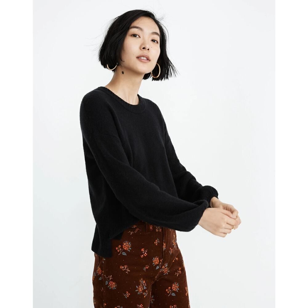 MADEWELL Payton Black Pullover Sweater in Coziest Yarn Size Medium